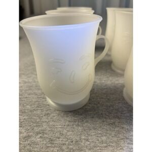 Lot of 6 Vintage 70s Kool-Aid Man Smiling Frosted White Plastic Handled Cup Mug
